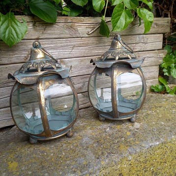 2 Candle Lanterns - Lanterne (2) - Verre, Métal, Antiquités & Art
