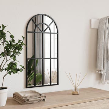 vidaXL Wandspiegel boog 30x60 cm ijzer zwart, Verzenden, Nieuw