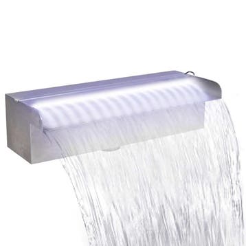 vidaXL Zwembadwaterval met LEDs rechthoekig 30 cm roestvrij, Verzenden, Nieuw