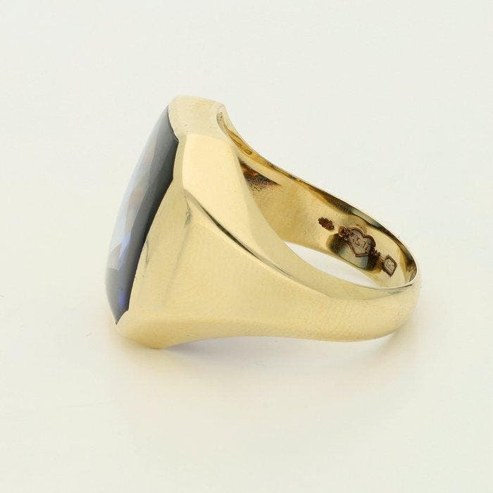 Ring - 14 karaat Geel goud - 10.17ct. tw. Saffier, Bijoux, Sacs & Beauté, Bagues