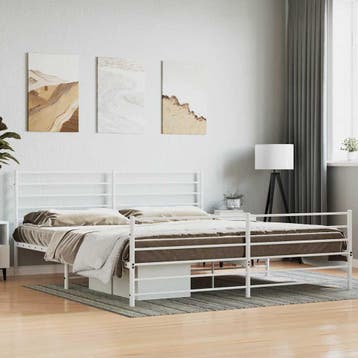 vidaXL Bedframe met hoofd- en voeteneinde metaal wit 180x200, Verzenden, Nieuw