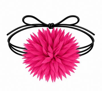 Haarband met Puntige Bloem - Veter Striklint - Fuchsia roze