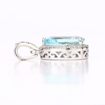 Pendentif - 14 carats Or blanc - 2.51ct. tw. Aigue-marine -