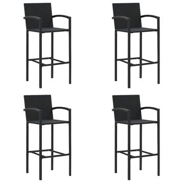 vidaXL Barkrukken 4 st poly rattan zwart, Jardin & Terrasse, Chaises de jardin, Verzenden