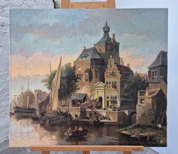 Willem Heijkoop (geb. 1942) - Stadtansicht mit Hafen,