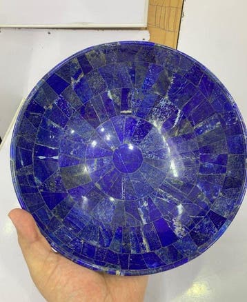 Lapis lazuli 25 cm Natuurlijk Kom - Hoogte: 8 cm - Breedte: