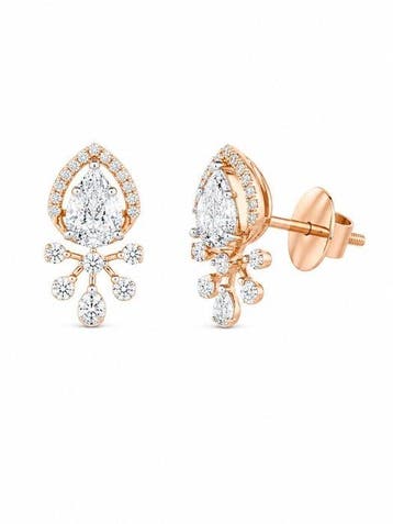 Oorbellen - 14 karaat Roségoud - 0.68ct. tw. Diamant, Nieuw