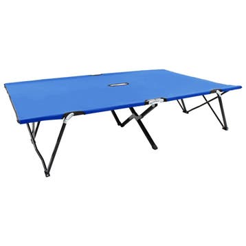 vidaXL Ligbed 2-persoons inklapbaar staal blauw, Verzenden, Nieuw