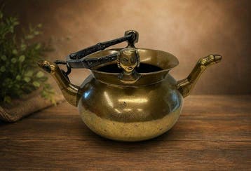 Lavabo - Antieke bronzen lavabo met dubbele tuit en