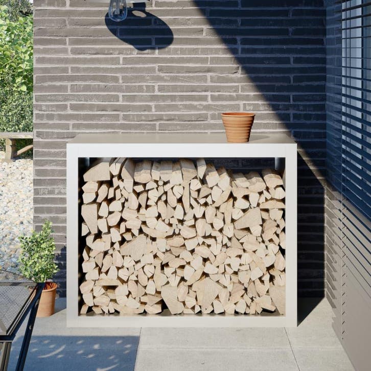 vidaXL Haardhoutrek 100x40x80 cm staal wit, Tuin en Terras, Brandhout, Verzenden