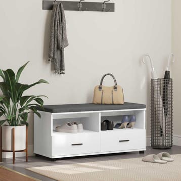 vidaXL Hallenbank Wit 100 x 38 x 46 cm Geengineerd Hout en, Verzenden