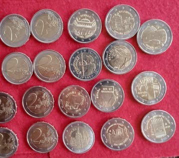 Spanje. 2 Euro Various Years (21 coins) (Zonder