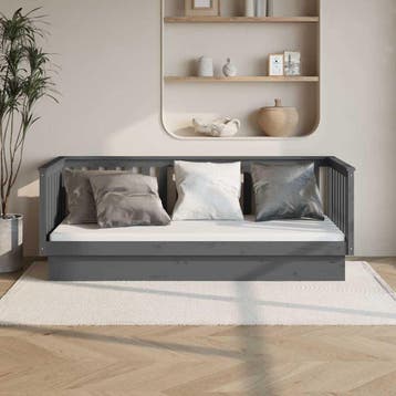 vidaXL Slaapbank 80x200 cm massief grenenhout grijs, Verzenden