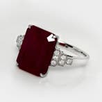 Zonder minimumprijs - Ring - 14 karaat Witgoud, HRD 7,30 ct, Nieuw