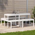 vidaXL Picknicktafel 160x134x75 cm massief grenenhout wit, Verzenden