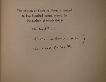 Signed ; Antoine de Saint-Exupéry / Bernard Lamotte - Flight