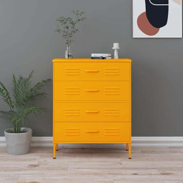 vidaXL Ladekast 80x35x101,5 cm staal mosterdgeel, Verzenden