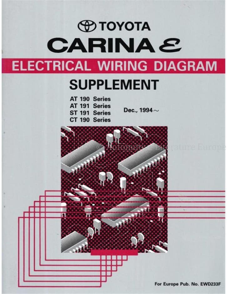 1994 TOYOTA CARINA E ELECTRISCHE (SUPPLEMENT) SCHEMA, Autos : Divers, Modes d'emploi & Notices d'utilisation