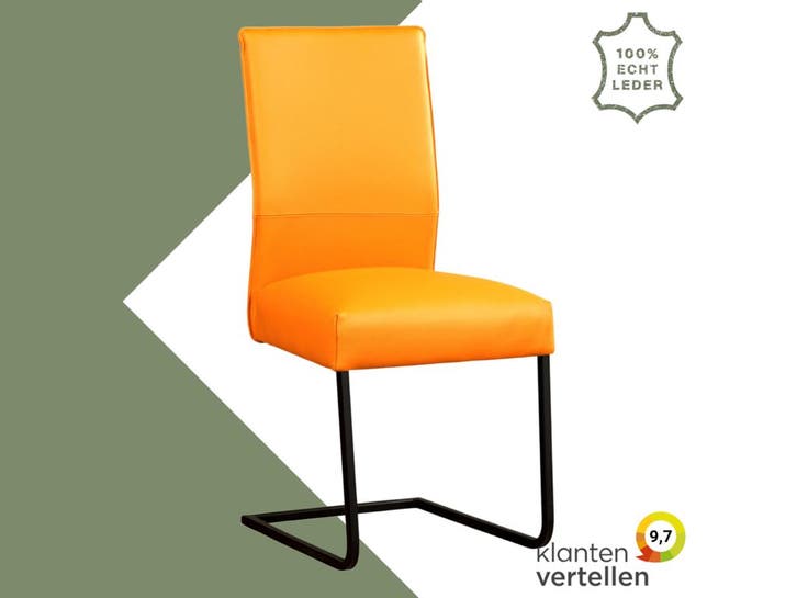 Leren eetkamerstoel Remix - Toledo Mandarin (oranje) -, Maison & Meubles, Chaises, Enlèvement ou Envoi