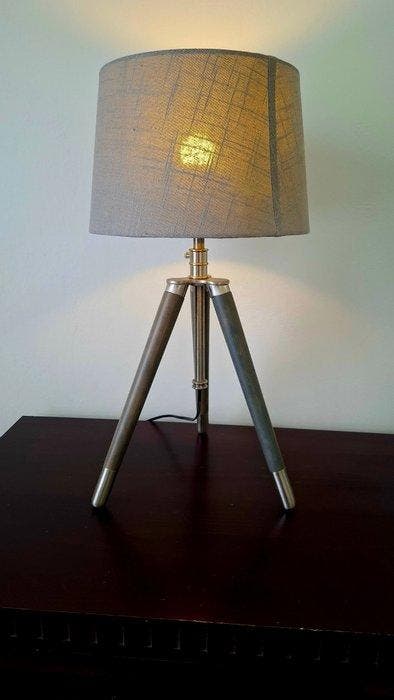Lampe de table - Chrome, Textile - Driepoots, Antiquités & Art, Art | Objets design