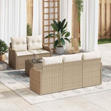 vidaXL Tuinbank Set 6 st 5-Aantal zitplaatsen Beige en Crème, Verzenden