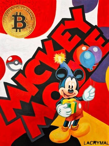 Lacrymal - (NO RP - 100% Handpainted) Crypto Mickey Mouse, Antiquités & Art