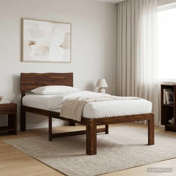 vidaXL Eenpersoonsbed met hoofdbord ROSTOCK Donkerbruin 75 x, Verzenden, Nieuw