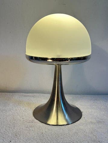 Trio Leuchten - Tafellamp - Mushroom - Chroom, Staal, Glas