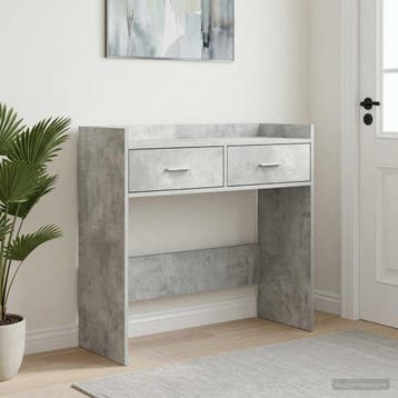 vidaXL Wandtafel Betongrijs 90 x 35 x 80 cm Bewerkt hout, Maison & Meubles, Verzenden