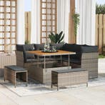 vidaXL Tuinbank Set 8 pcs Grijs Poly riet en gepoedercoat, Verzenden, Nieuw