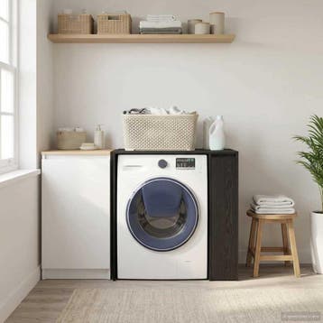 vidaXL Wasmachinekast Zwart Eiken 87 x 60 x 89 cm Bewerkt, Verzenden, Nieuw