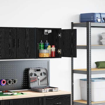 vidaXL Garagewandkast spaanplaat zwart, Verzenden