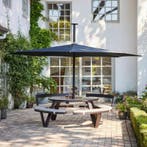 Extremis Pantagruel picknicktafel + Inumbra parasol 400cm, Tuin en Terras, Tuintafels, Zo goed als nieuw, Rond, Metaal