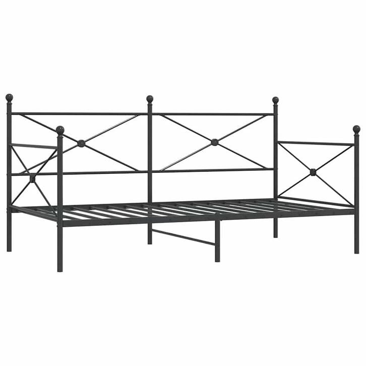 Slaapbank staal zwart | Retour Deal | 28% Korting, Huis en Inrichting, Slaapkamer | Slaapbanken, 120 cm, 210 cm, Zwart, Nieuw