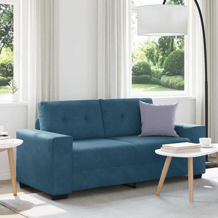vidaXL Loveseat Sofa Blauw 180x77x82 cm Fluweel, Huis en Inrichting, Zetels | Zetels, Nieuw, Verzenden