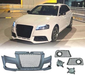 PARE CHOCS AVANT AUDI A3 8P 08-12 LOOK RS3 PDC + ANTIBROUILL, Verzenden, Nieuw