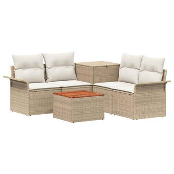 vidaXL Bankstel 6 pcs 4-Aantal zitplaatsen Beige en Crème, Verzenden, Nieuw