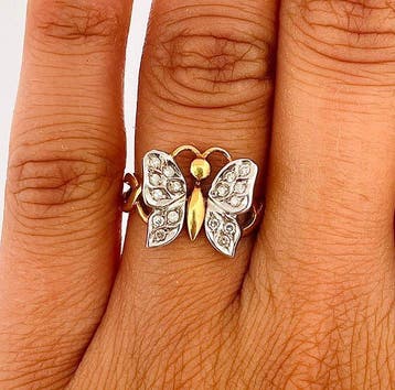 Ring - 18 karaat Witgoud, Geel goud Diamant (Natuurlijk), Nieuw