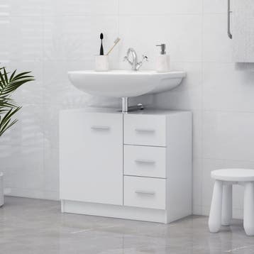 vidaXL Wastafelkast 63x30x54 cm bewerkt hout wit, Verzenden, Nieuw