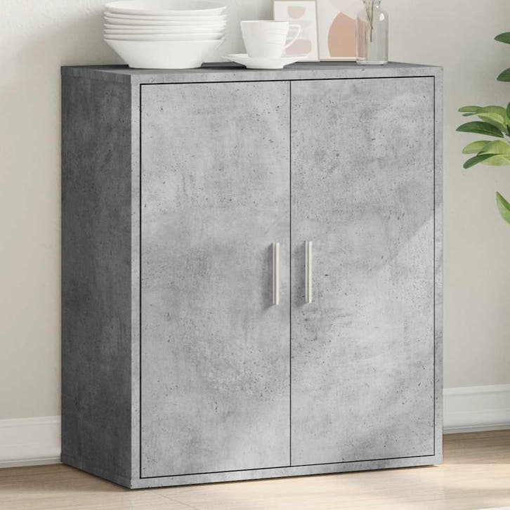 vidaXL Dressoir 79x38x80 cm bewerkt hout betongrijs, Huis en Inrichting, Kasten | Dressoirs, Nieuw, Verzenden