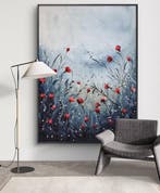 Alla Faber - Blossom Serenade – Garnet Poppies XXL, Antiek en Kunst, Kunst | Schilderijen | Modern