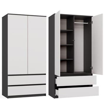 kledingkast  antraciet wit 90 cm Antraciet wit (Slaapkamer), Verzenden
