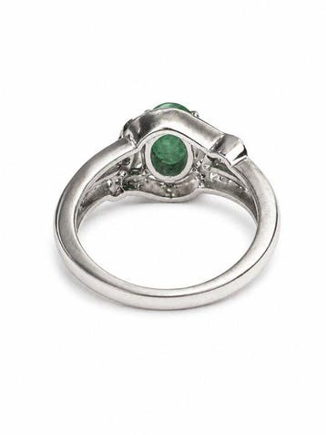 Zonder minimumprijs - Ring Zilver Smaragd - Diamant