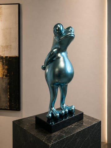 sculptuur, XL Design Sculpture “Frog” – Hand-Coloured