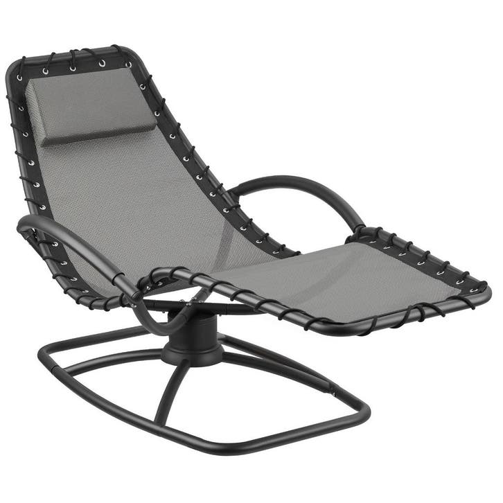 tectake Ligstoel Toulon, ergonomisch, schommelfunctie - grij, Tuin en Terras, Tuinsets en Loungesets, Verzenden