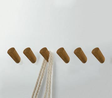 Set van 6 houten kledinghaken (kapstok), eikenhout, Verzenden