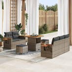 vidaXL Tuinbank Set met kussen 10 pcs Grijs poly rattan, Jardin & Terrasse, Verzenden
