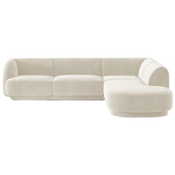 Micadoni Velvet Right Corner Sofa, miley, 6 Seats, Light, Maison & Meubles, Verzenden