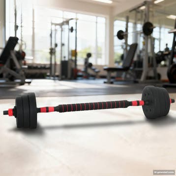 vidaXL 2-in-1 Dumbbell Barbell Set 20 kg Zwart en Rood, Verzenden