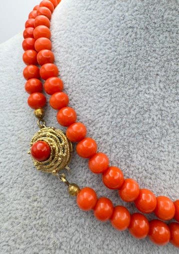 Chaîne - 14 carats Or jaune Corail - Chaîne de coraux, Bijoux, Sacs & Beauté